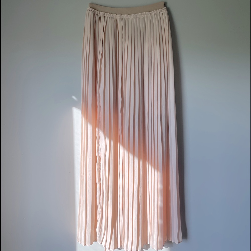 Light Pink Pleated Ankle length Skirt